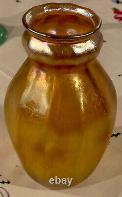 Signed & Numbered L C Tiffany, Gold Favrile glass Vase, c. 1895