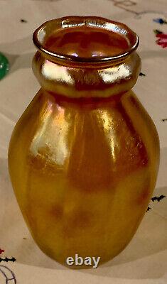Signed & Numbered L C Tiffany, Gold Favrile glass Vase, c. 1895