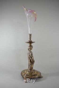 Silver Victorian Floral Art Glass Insert Female Figural Epergne