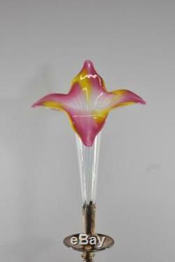 Silver Victorian Floral Art Glass Insert Female Figural Epergne