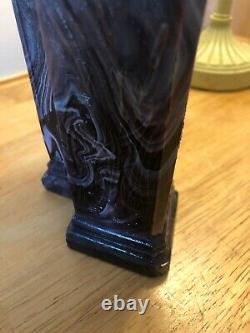 Sowerby Malachite Vase Antique Purple Slag Glass Double Spill Posy Bulrushes