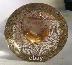 Spectacular Rare Bohemian Heavily Beaded Gilt Jeweled Cut Glass Paperweight Vase