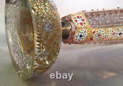 Spectacular Rare Bohemian Heavily Beaded Gilt Jeweled Cut Glass Paperweight Vase