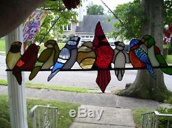 Stained Glass Birds on a Wire Sun-catcher (Real Glass)