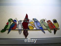 Stained Glass Birds on a Wire Sun-catcher (Real Glass)