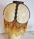 Stained Glass Lamp Shade Slag Beaded 5 Panel Small Antique Victorian Art Nuoveau