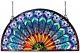 Stained Glass Peacock Window Panel Half Round Circle Hanging Wall Decor Art 35