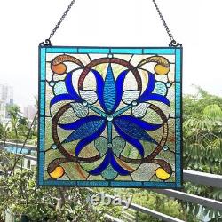 Stained Glass Victorian Tiffany Style Suncatcher Art Glass Window Panel 16 x 16