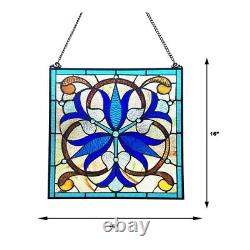 Stained Glass Victorian Tiffany Style Suncatcher Art Glass Window Panel 16 x 16