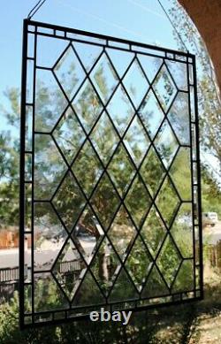Stained Glass Window Panel Diamond Beveled Leaded Glass