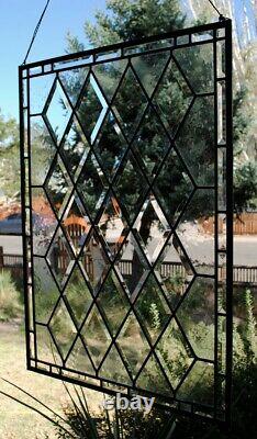 Stained Glass Window Panel Diamond Beveled Leaded Glass