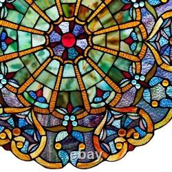 Stained Glass Window Panel Round Victorian Tiffany Style Art Glass Suncatcher