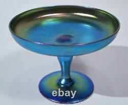 Steuben Blue Aurene Glass Tazza/Footed Dish Circa 1900