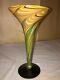 Steven Lundberg Glass Art Studio Pulled Feather Vase-label Signed Gold Aurene