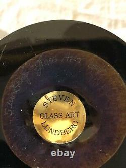 Steven Lundberg Glass Art Studio Pulled Feather Vase-Label Signed Gold Aurene