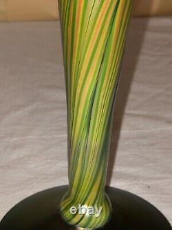 Steven Lundberg Glass Art Studio Pulled Feather Vase-Label Signed Gold Aurene