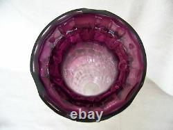 Stevens & Williams ART GLASS FOOTED VASE Amethyst and Clear 15 Tall