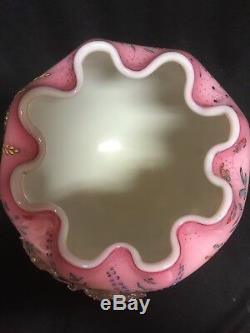 Stevens & Williams Antique Enameled Mat- Su No Ke 1890s Footed Bowl Vase