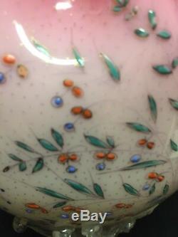 Stevens & Williams Antique Enameled Mat- Su No Ke 1890s Footed Bowl Vase