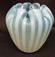 Stevens & Williams English Antique Opalescent Stripe Satin Vase Patent Box Pleat