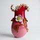 Stevens & Williams Peachblow W Applied Floral Vase, Antique Victorian Glass Pink