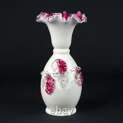 Stevens & Williams Peachblow w Grapes Vase Antique Victorian Cased Art Glass 10