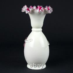 Stevens & Williams Peachblow w Grapes Vase Antique Victorian Cased Art Glass 10