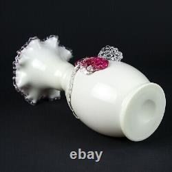 Stevens & Williams Peachblow w Grapes Vase Antique Victorian Cased Art Glass 10