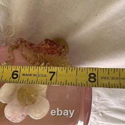 Stevens & Williams Pink Victorian Applied Floral Vase, Art Glass 8.5