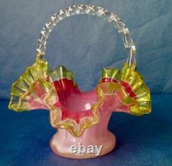 Stevens & Williams Rare Antique Bride's Basket Hand Blown Art Glass