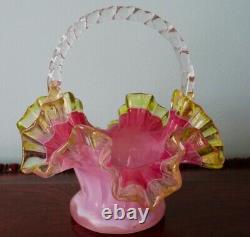 Stevens & Williams Rare Antique Bride's Basket Hand Blown Art Glass