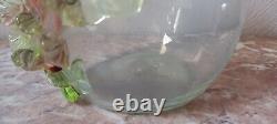 Stevens & Williams Victorian Art Glass Vase with Applied Vaseline Glass Floral