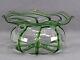 Stuart & Sons Stourbridge Hand Blown Green Trailed Victorian Art Glass Bowl