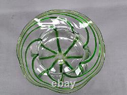 Stuart & Sons Stourbridge Hand Blown Green Trailed Victorian Art Glass Bowl Stuart & Sons Stourbridge Hand Blown Green Trailed Victorian Art Glass Bowl