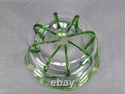 Stuart & Sons Stourbridge Hand Blown Green Trailed Victorian Art Glass Bowl