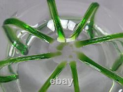 Stuart & Sons Stourbridge Hand Blown Green Trailed Victorian Art Glass Bowl