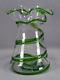 Stuart & Sons Stourbridge Hand Blown Green Trailed Victorian Art Glass Vase