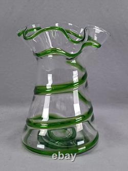 Stuart & Sons Stourbridge Hand Blown Green Trailed Victorian Art Glass Vase Stuart & Sons Stourbridge Hand Blown Green Trailed Victorian Art Glass Vase