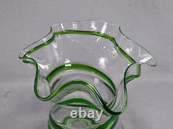 Stuart & Sons Stourbridge Hand Blown Green Trailed Victorian Art Glass Vase Stuart & Sons Stourbridge Hand Blown Green Trailed Victorian Art Glass Vase