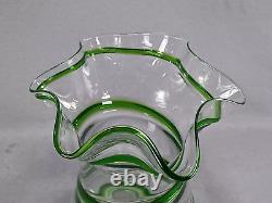 Stuart & Sons Stourbridge Hand Blown Green Trailed Victorian Art Glass Vase