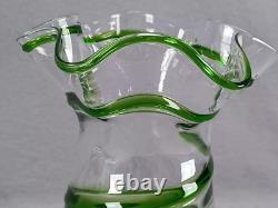 Stuart & Sons Stourbridge Hand Blown Green Trailed Victorian Art Glass Vase Stuart & Sons Stourbridge Hand Blown Green Trailed Victorian Art Glass Vase