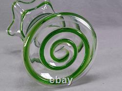 Stuart & Sons Stourbridge Hand Blown Green Trailed Victorian Art Glass Vase Stuart & Sons Stourbridge Hand Blown Green Trailed Victorian Art Glass Vase