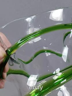 Stuart & Sons Stourbridge Hand Blown Green Trailed Victorian Art Glass Vase Stuart & Sons Stourbridge Hand Blown Green Trailed Victorian Art Glass Vase