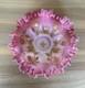 Stunning Antique Pink Cased Painted Art Glass Brides Basket Bowl Victorian