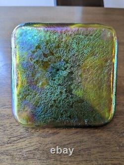 Stunning Early Loetz Art Nouveau Iridescent Art Glass Inkwell Circa 1900 Rainbow