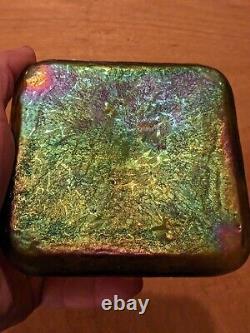 Stunning Early Loetz Art Nouveau Iridescent Art Glass Inkwell Circa 1900 Rainbow