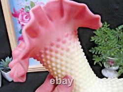 Stunning Fenton Bermese Big John glass Vase Uranium glass hobnail