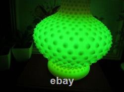 Stunning Fenton Bermese Big John glass Vase Uranium glass hobnail