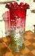 Stunning Moser Rubina Verde Cylinder Vase Enameled Flowers Gary Baldwin 10