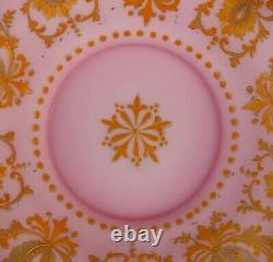 Stunning Victorian 11 enameled design Pink Satin Glass Brides Basket Bowl 4